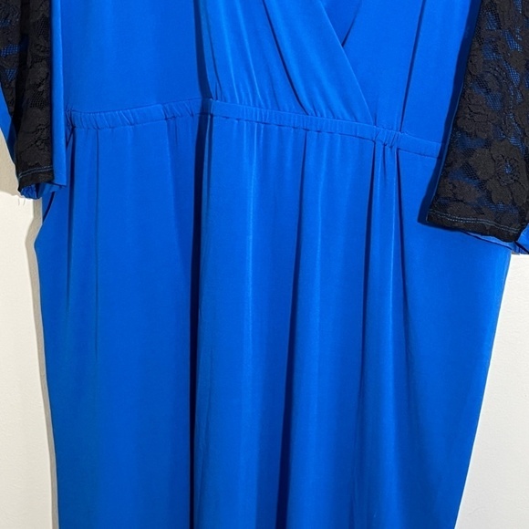 Torrid Dress 22 Blue Color Block Neutral Lace Feminine Retro 80s Skater Pinup - Picture 5 of 13